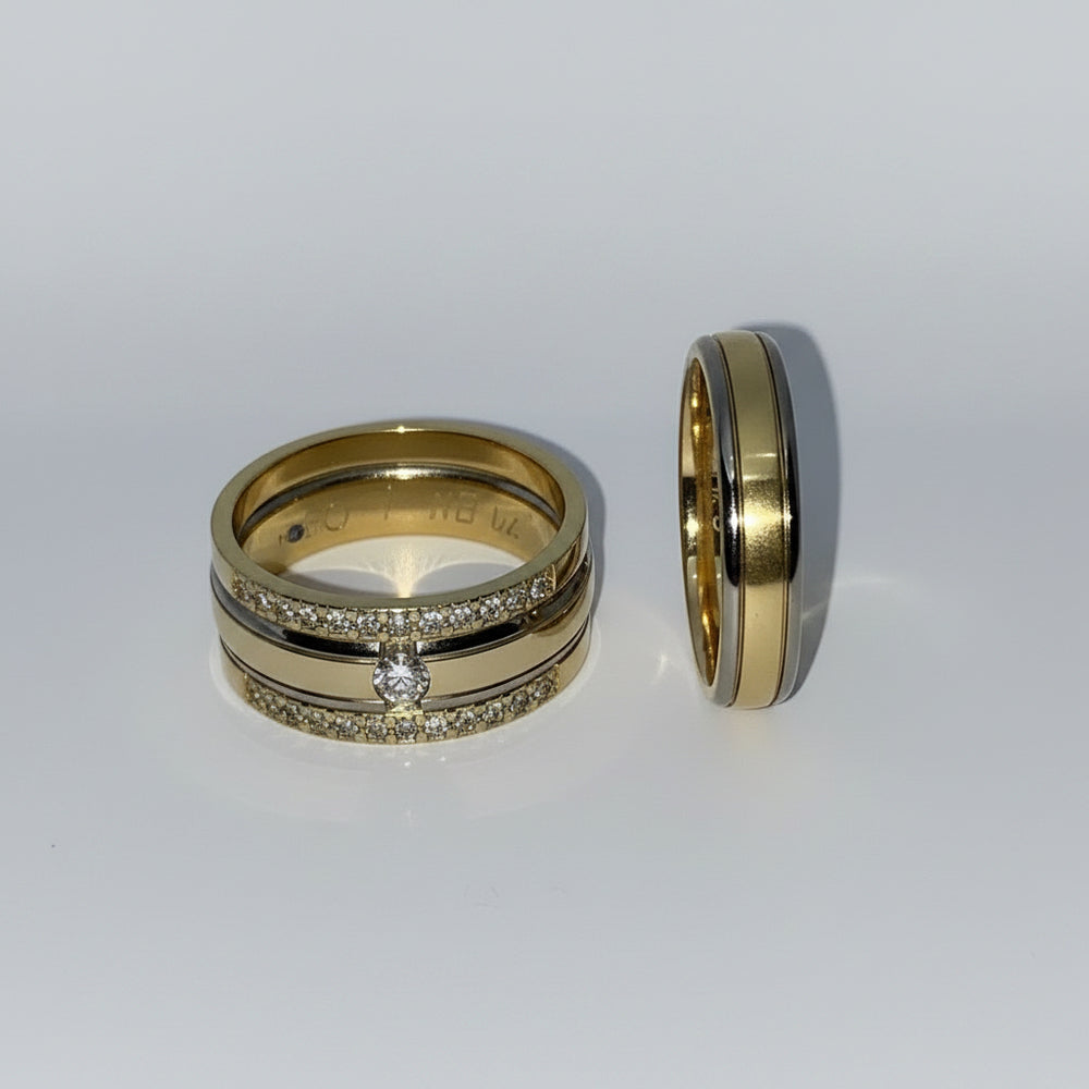 Trouwringen set met meerdere ringen en diamanten alliance ring handgemaakt op maat